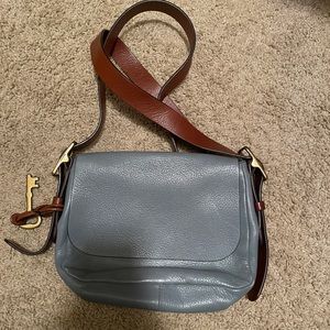 Fossil Leather Flip-Close Crossbody Bag
